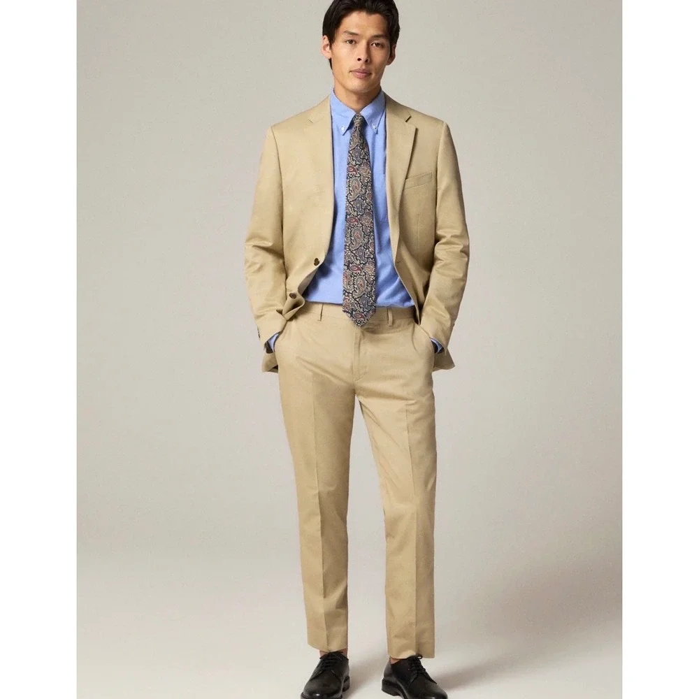 J.Crew Ludlow Blazer 40R Men‎ Khaki Tan Cotton Larusmiani Italian Fabric Sport